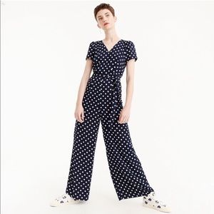 J.Crew Women's Blue Short-sleeve Wrap Jumpsuit